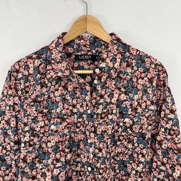 Lauren Ralph Lauren Tops - Lauren Ralph Lauren Floral Shirt Sz XL Long Sleeve Button Up Top Pink Blue